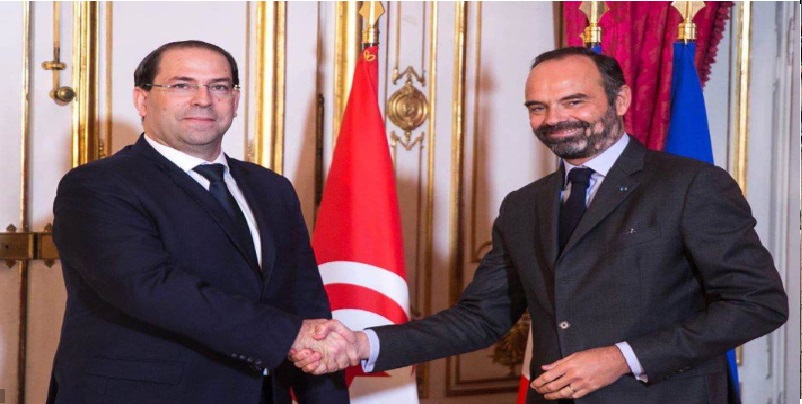 يوسف الشاهد يجري لقاء مع رئيس الوزراء الفرنسي